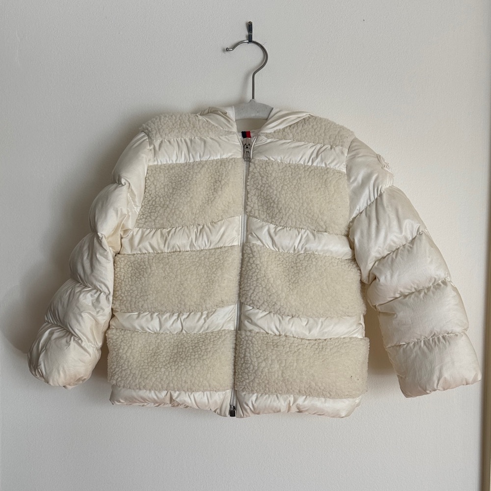 Moncler Kids White and Cream Puffer Jacket